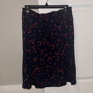 J. Jill navy and Red Floral A-Line Skirt